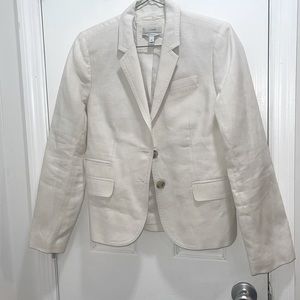 J Crew cream linen white size 4 school boy blazer pre owned good condition